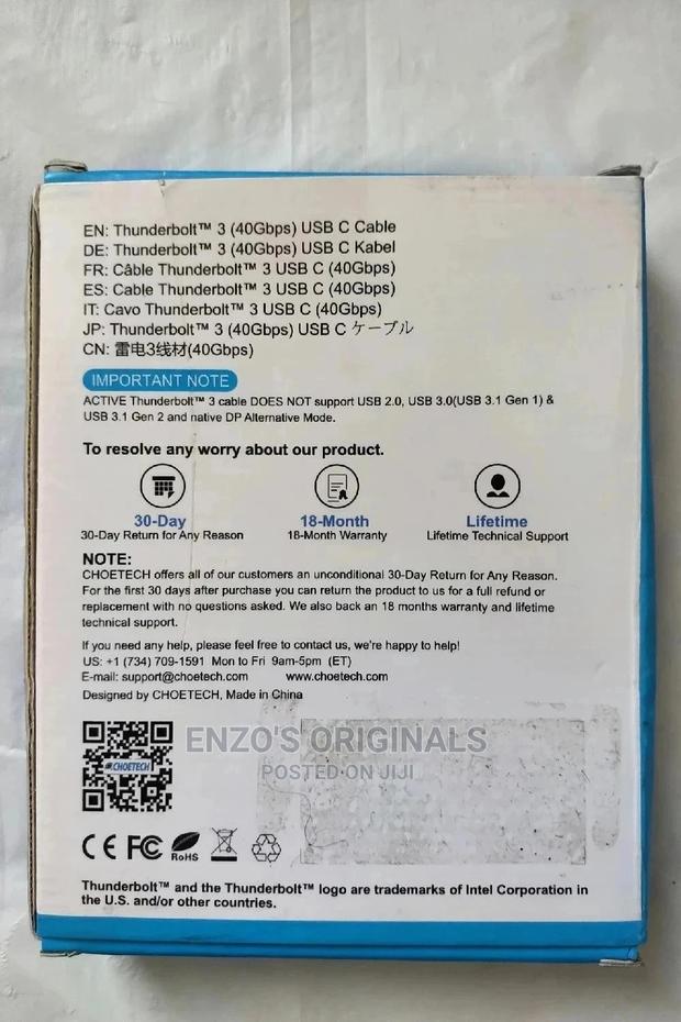 Thunderbolt 3 Active Cable 100w 40gbps Choetech Brand · Photo 4