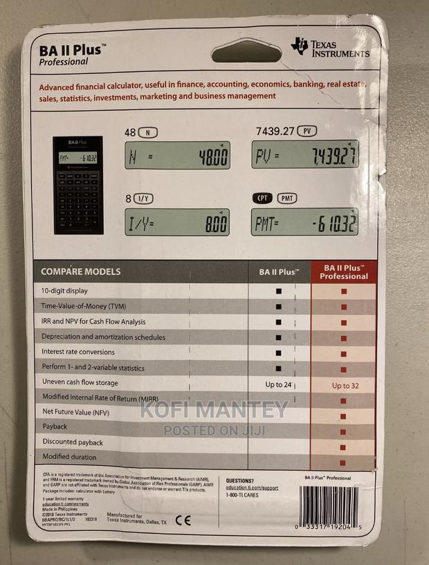 Texas Instruments Ba Ii Plus Professional Calculator