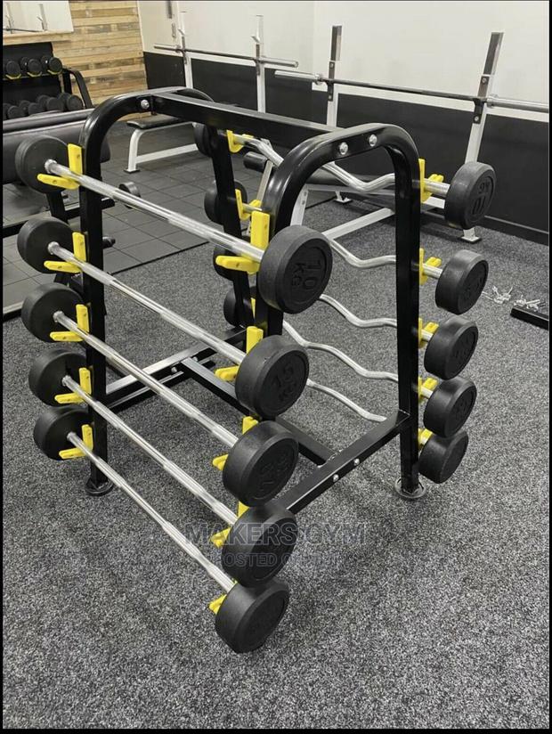 Ez Fixed Weight and Straight Bars Set With Rack 10kg- · Photo 3
