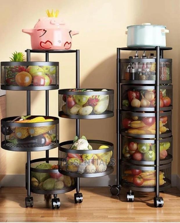 Rotating Storage Shelf Round Baskets Rack 5 Tier Metal · Photo 3