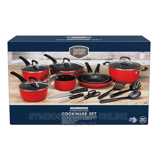 Berkley Jensen 18 Piece Non-Stick Cookware Set - Red photo 2