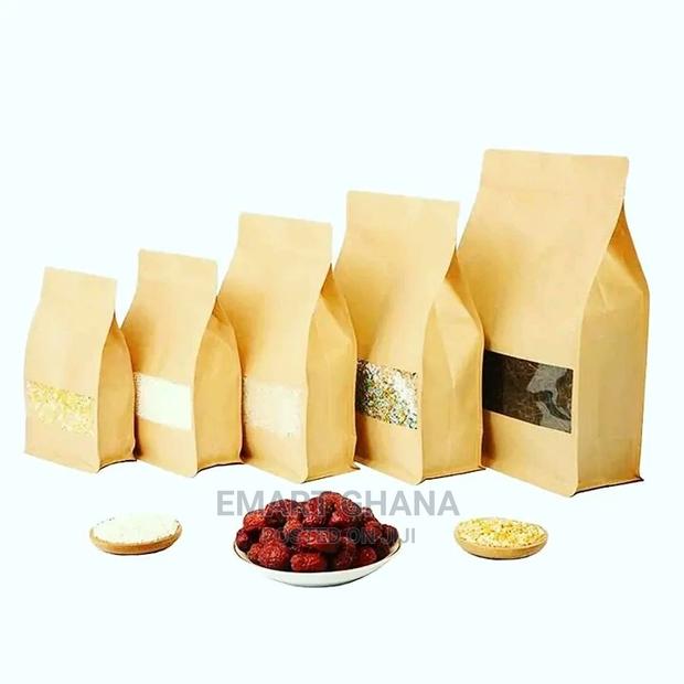Kraft Paper Stand Up Bags Zip Lock Bag With Matte Window