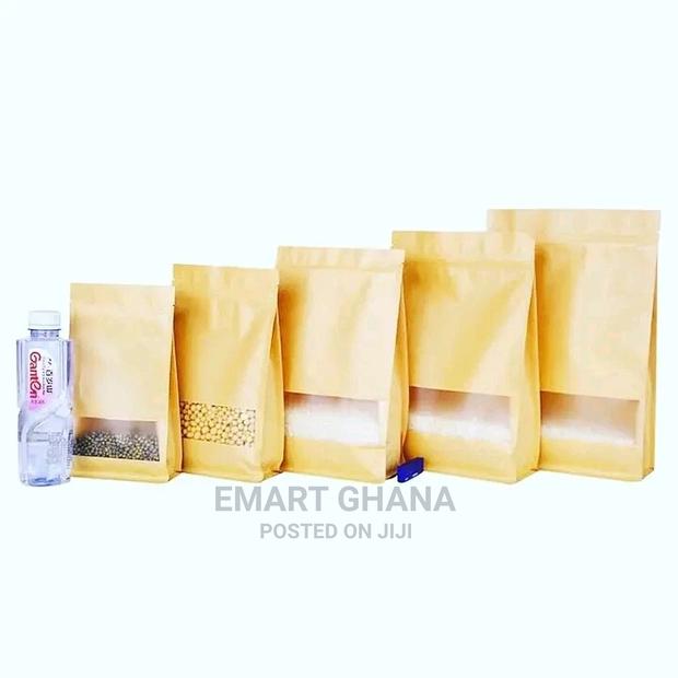 Kraft Paper Stand Up Bags Zip Lock Bag With Matte Window