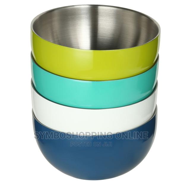 Stainless-Steel Double-Wall Bowl Set, 4 Pack Assorted Colors photo 3