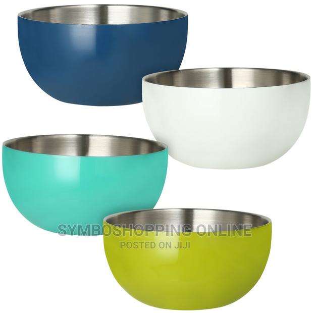 Stainless-Steel Double-Wall Bowl Set, 4 Pack Assorted Colors photo 2