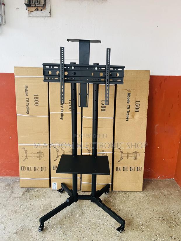 Flexible Adjustable Tv Cart With Wheels Dvd Shelf 32”-70” · Photo 2