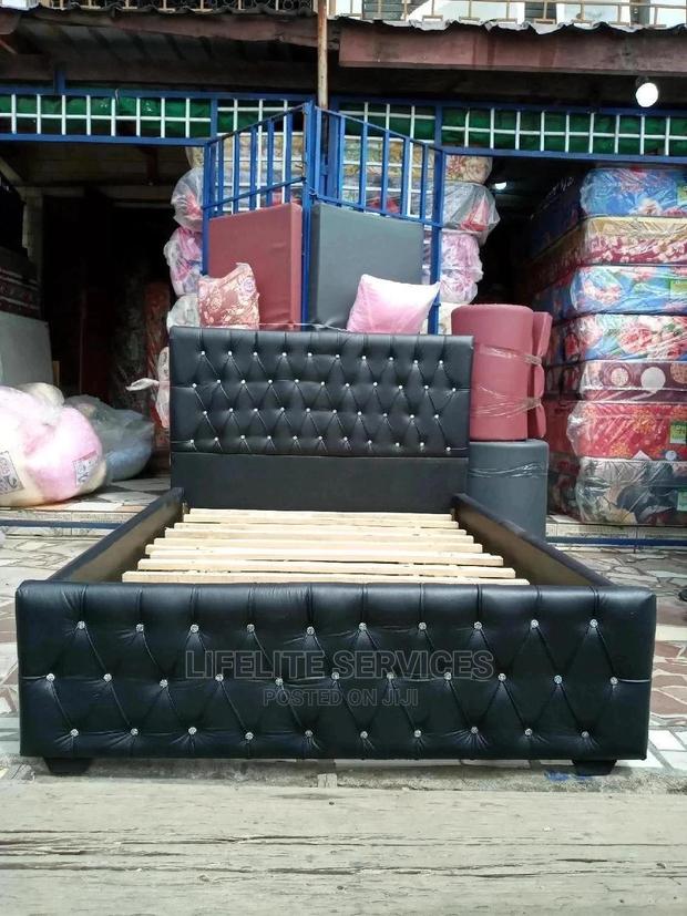 Bed With Leather Body - Double Size