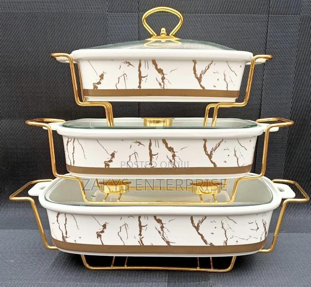3pcs Ceramic Chaffing Dish Warmer Set · Photo 2