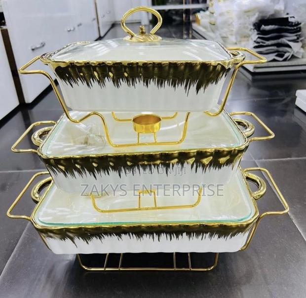 3pcs Ceramic Chaffing Dish Warmer Set · Photo 3