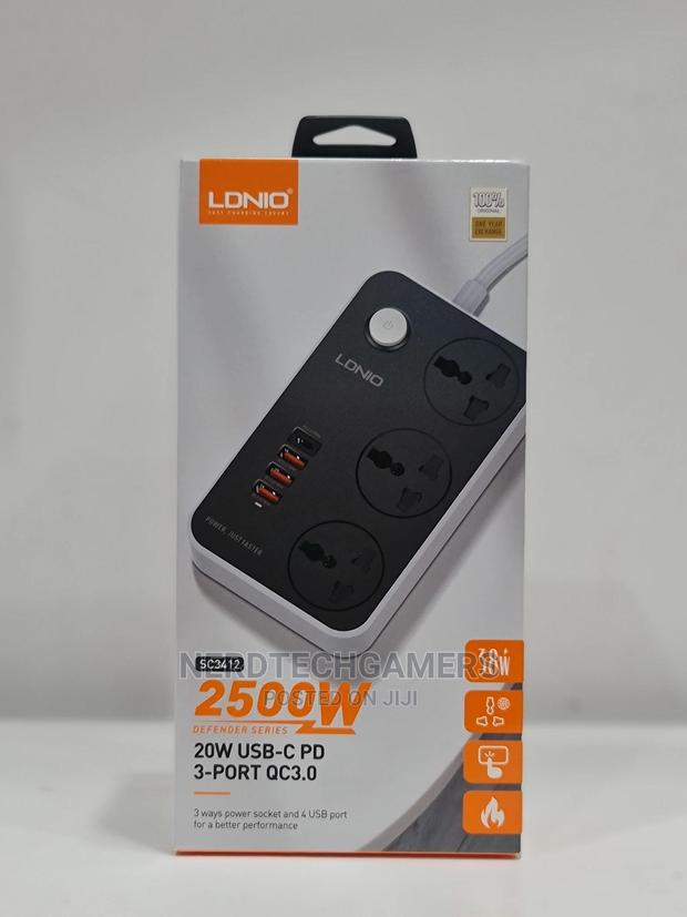 Ldnio SC3412-2 3 Socket, USB-C PD 20W And 3 Port QC3.0 · Photo 3