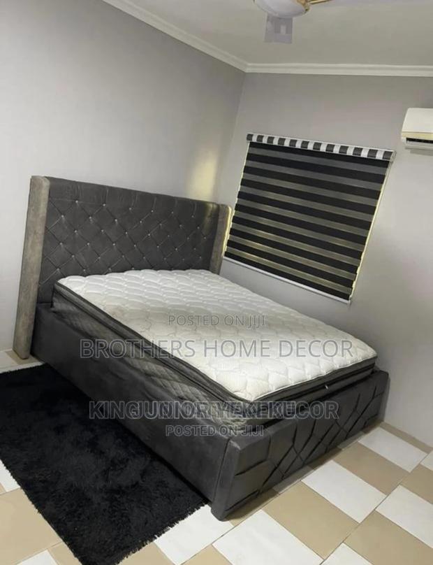 Dark Gray Bedframe and Mattress 72X75