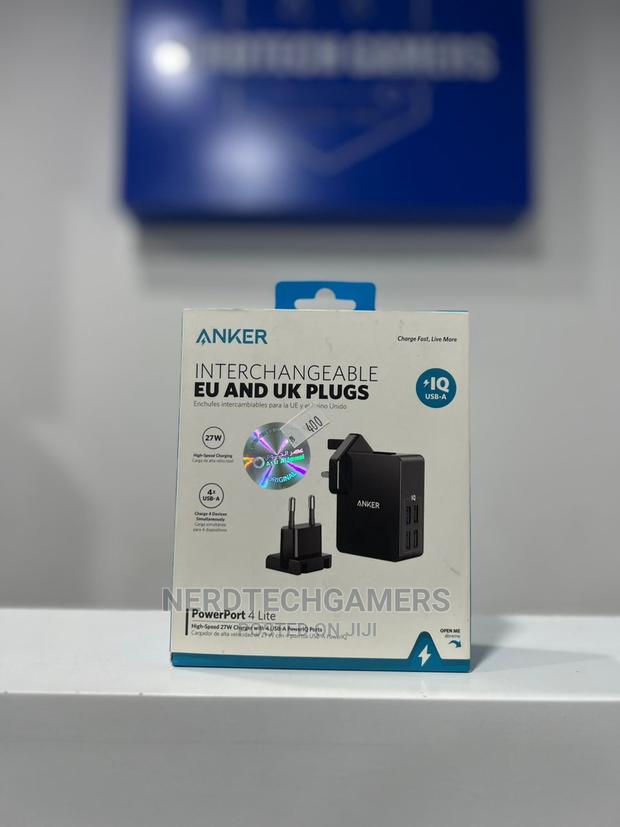 Anker Powerport 4 Lite Interchangeable EU And UK Plugs – Bla · Photo 3