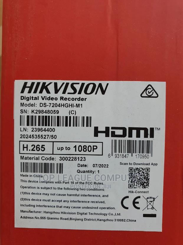 Hikvision 4 Channel 720p 1u H.265 DVR photo 2