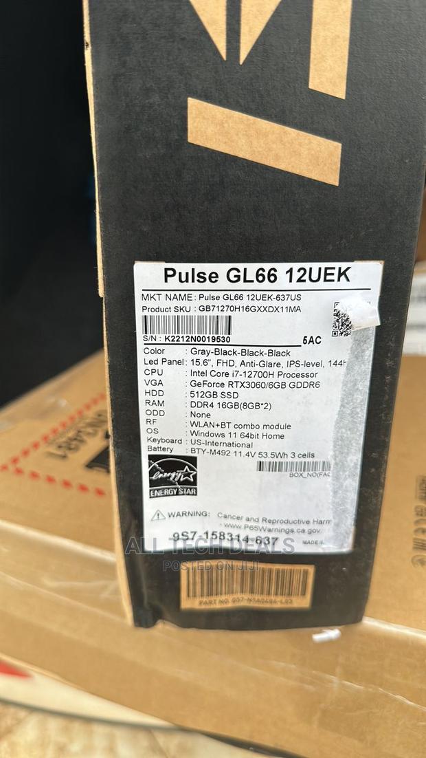 New Laptop MSI Pulse GL66 16GB Intel Core I7 SSD 512GB · Photo 4