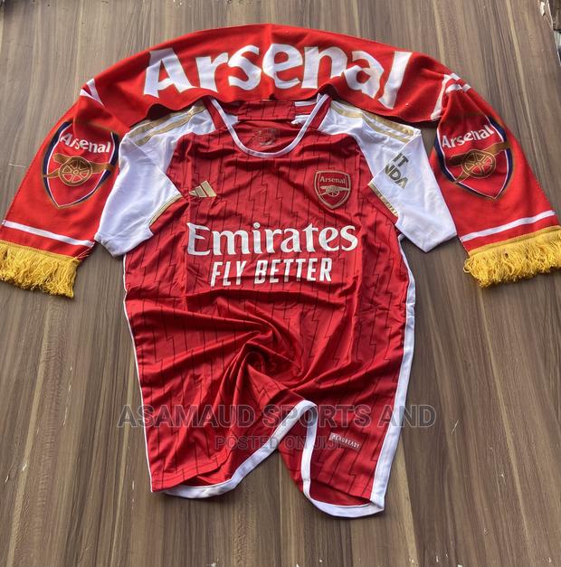 Original Arsenal Jersey And Muffler At Cool Price