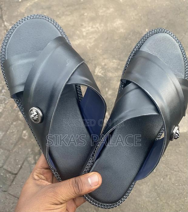 Black Leather Slippers
