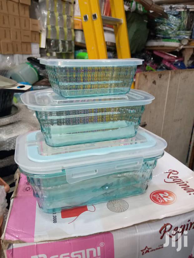 Plastic Storage Bowls - 3 Pieces Blue/White