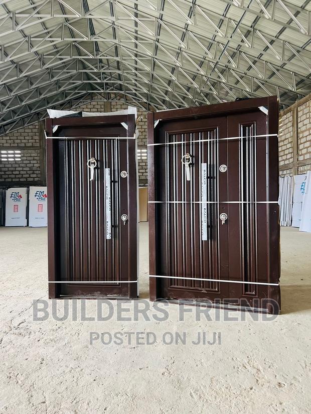 Brown Full Metal Heavy Single Security Door+Double Lock Set