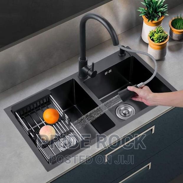 Black, Gold, Chrome Double Kitchen Cabinet Sink · Photo 4