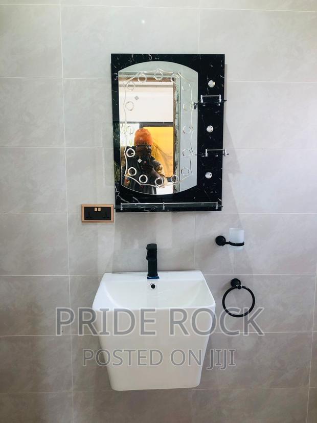 Wall Hang Basin With Mixture Tap,Black Mirror, Towel Ring, · Photo 2