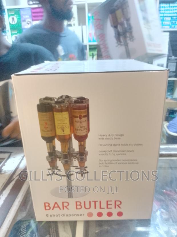 Rotary 6 Bottle Stand Dispenser Wine Steel Bar Butler photo 3