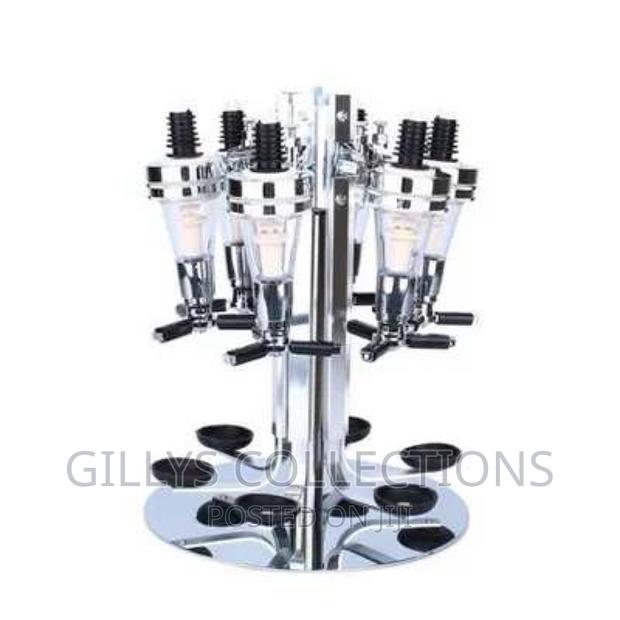 Rotary 6 Bottle Stand Dispenser Wine Steel Bar Butler photo 2