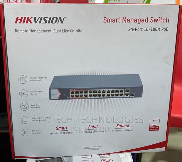 Hikvision 24 Port Managed Fast Ethernet Poe Switch + 1 SFP · Photo 4