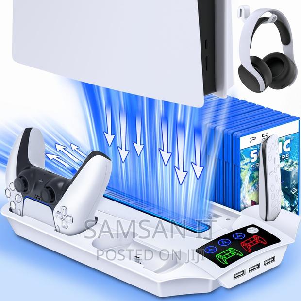 Universal Ps5 Cooling Stand With Charging Dock and Cd Stora photo 3