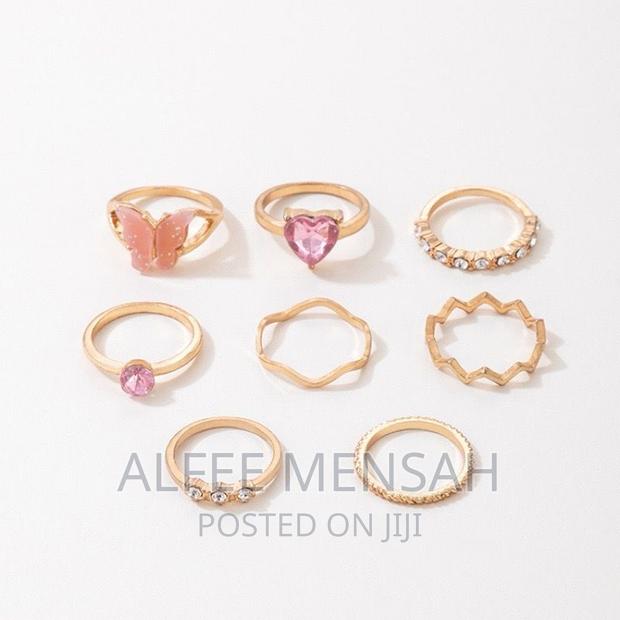 Cross-border Sweet Ins Style Jewelry Pink Butterfly Ring Set