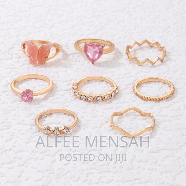 Cross-border Sweet Ins Style Jewelry Pink Butterfly Ring Set