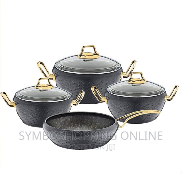 OMS Non-Stick Granite Cookware Set – Black Gold – 7-Piece UK photo 2