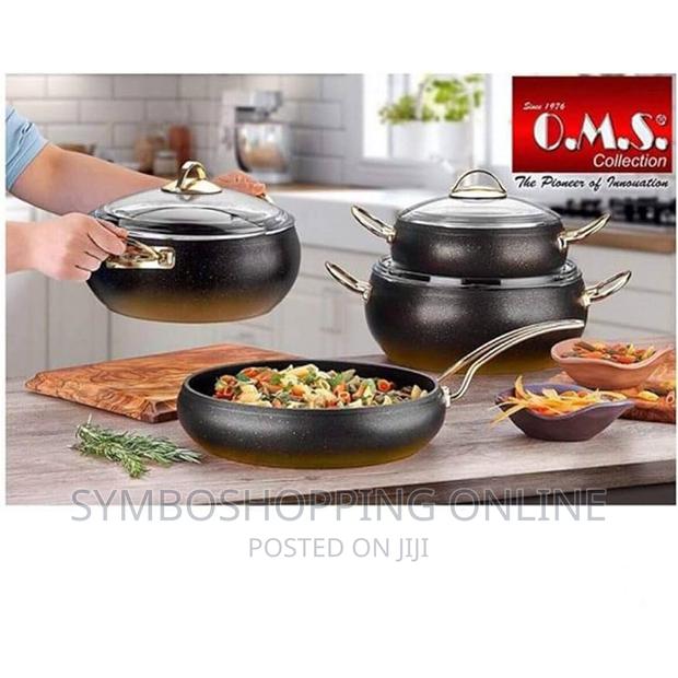 OMS Non-Stick Granite Cookware Set – Black Gold – 7-Piece UK photo 3
