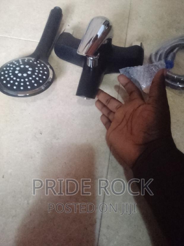 Black and Chrome Quality Telephone Shower Set, Faucet · Photo 4