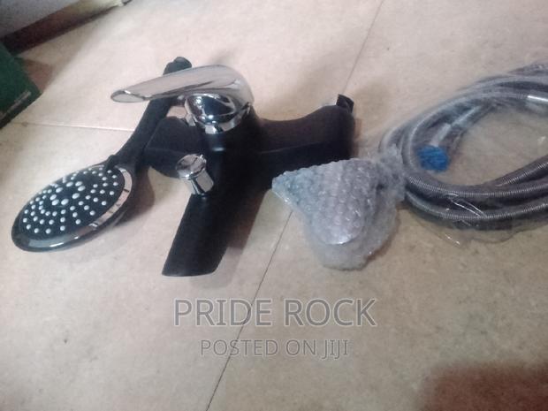 Black and Chrome Quality Telephone Shower Set, Faucet · Photo 3