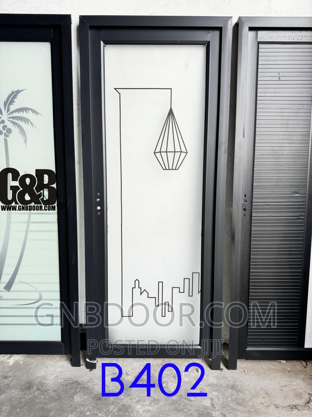 B402 Glass Door Bathroom Door Safety Glass Aluminum Frame