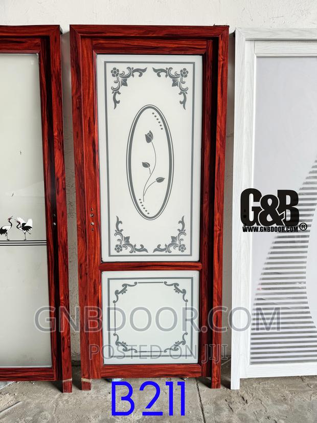 B221 Glass Door Bathroom Door Safety Glass Aluminum Frame
