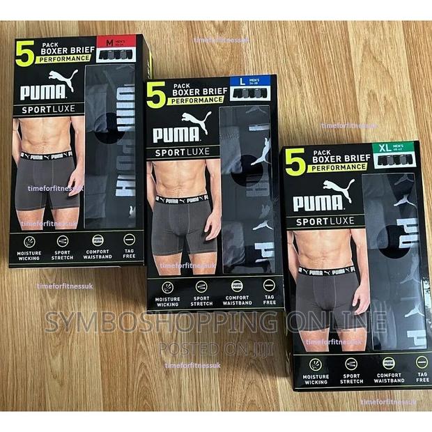 Large Puma Men's Sportluxe 5 Pair Performance Boxer Briefs