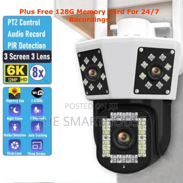 Smart Triple Lens CCTV Camera (Plus Free 128G Memory Card)