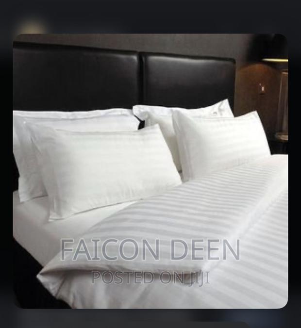 Luxurious Cotton White Stripped Bedsheets With Pillow Cases · Photo 1