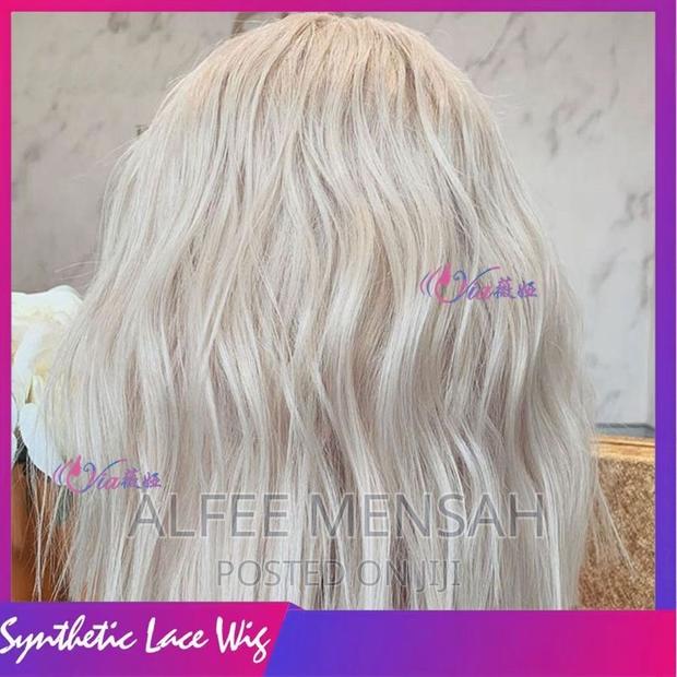 Off-White Curly French Style Fiber Front Lace Wig