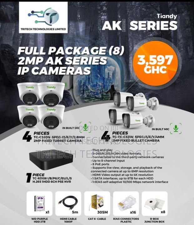 Tiandy 2mp 8ch IP Camera KIT Full Package + 1tb HDD · Photo 2