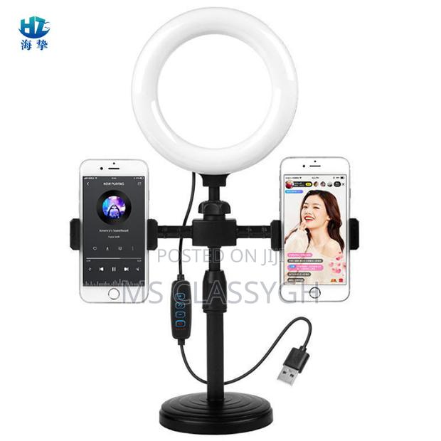Double Phone Holder With LED Selfie 6inch LED Ring Light Sta · Photo 3