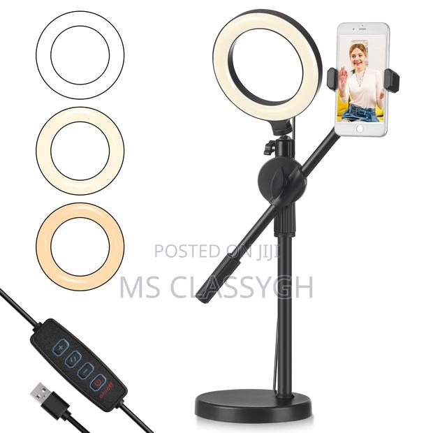Double Phone Holder With LED Selfie 6inch LED Ring Light Sta · Photo 4