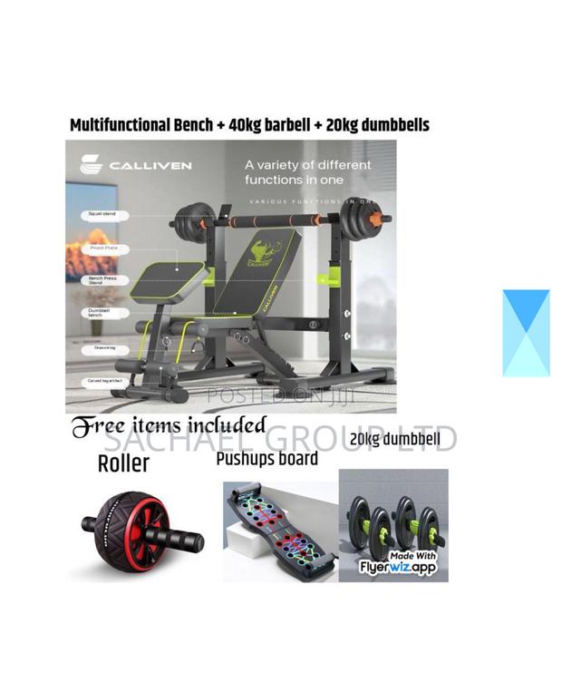 40kg + 20kg Dumbbell Bench and Press-Up Gym Set · Photo 3