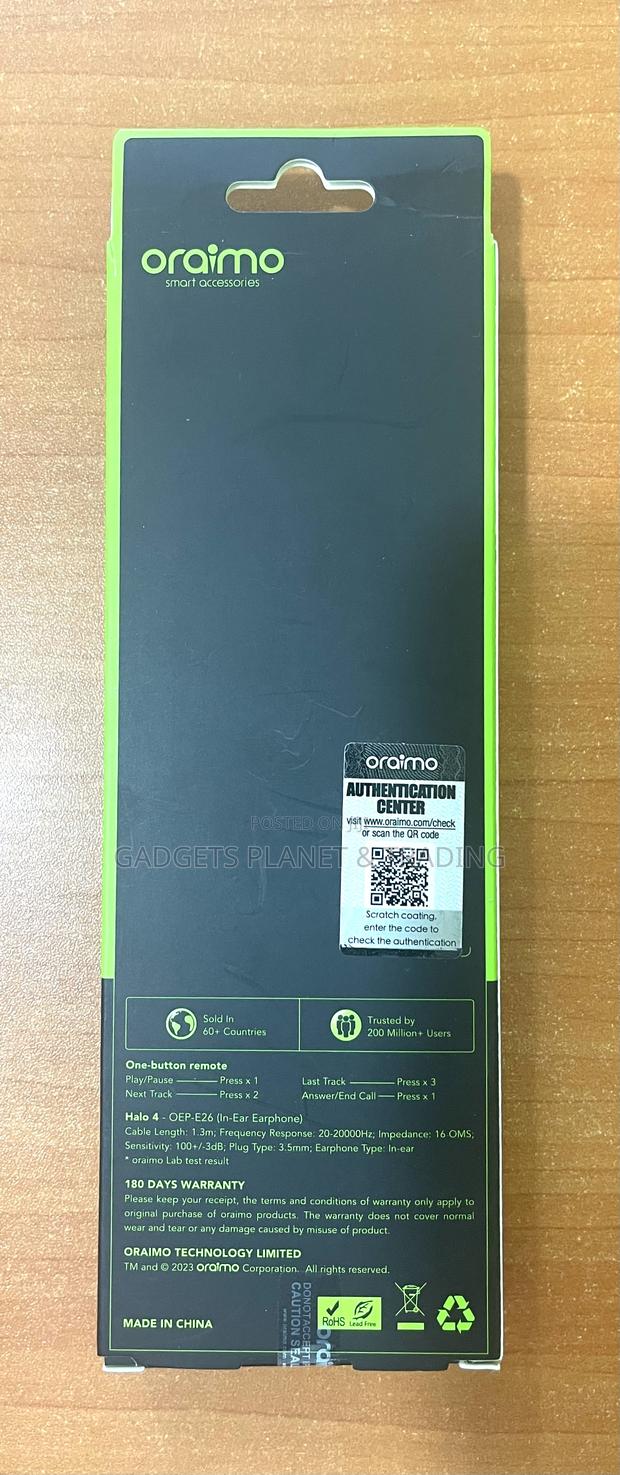 Oraimo Halo 4 Superbass Clear Calls Inear Earphone - Oep-E26 · Photo 4