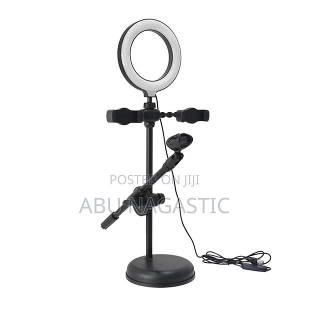 Dual Phone Clips Ring Light Mic Stand · Photo 4