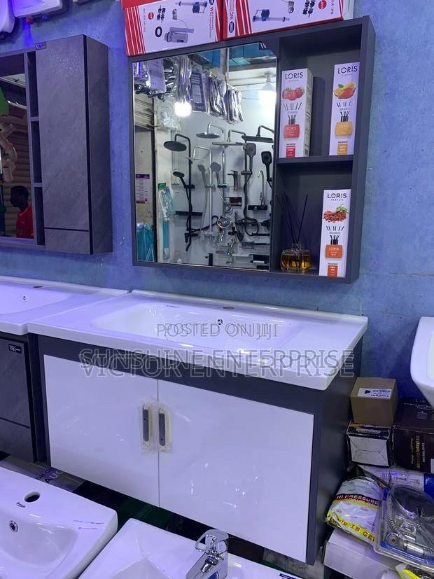 Solid Wash Hand Cabinet Basin With Cabinet Mirror · Photo 4