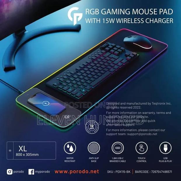 Gaming Mouse Pad With Wireless Charger (RGB) · Photo 3