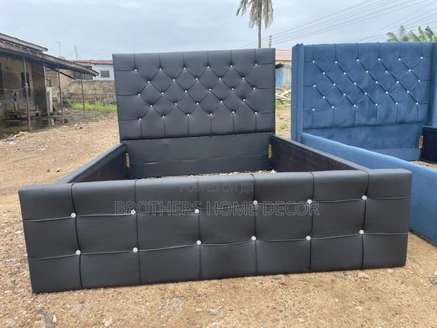 Black Leather Double Bedframe photo 2