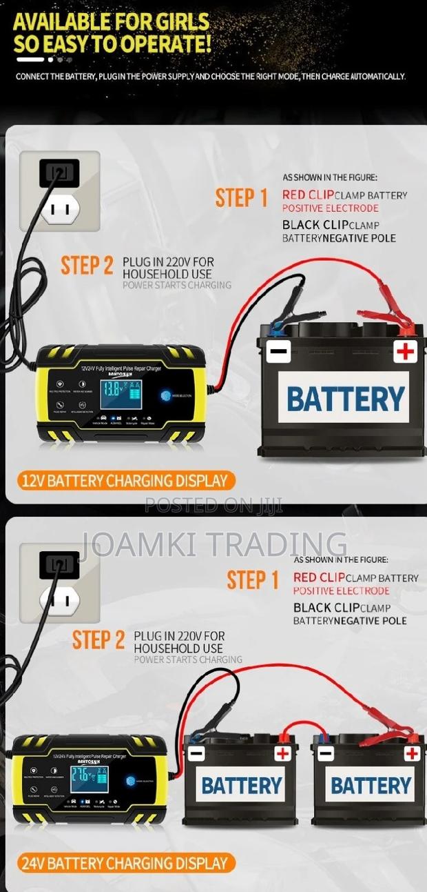 Car Battery Charger,12v/24v Intelligent Pulse Repair LCD photo 15
